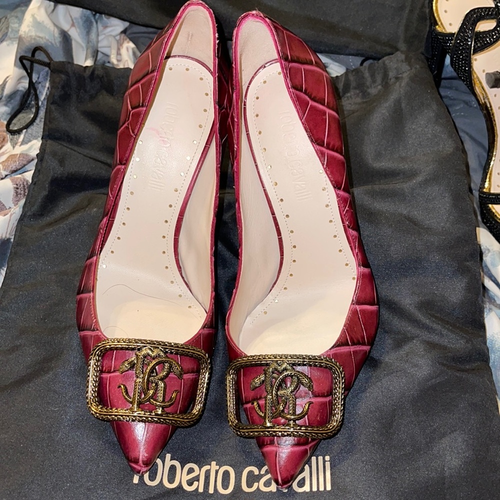 Roberto Cavalli Mirror Snake 110mm Pump